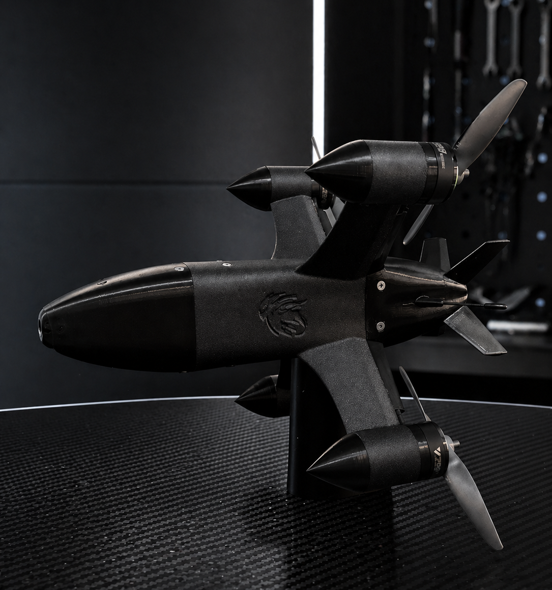 Veyda Spectre V2 prototype on a dark lab bench
