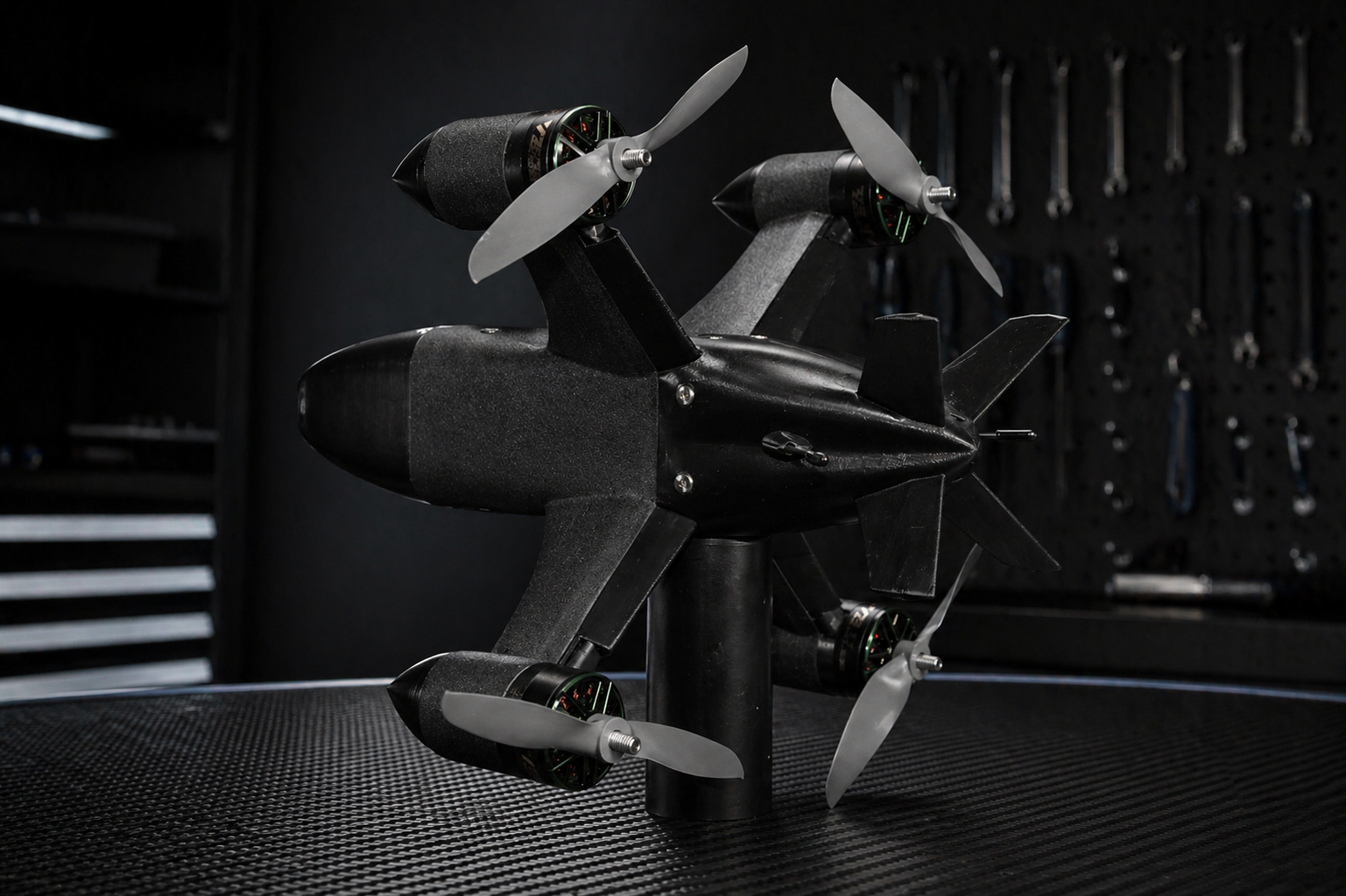 Veyda Spectre V2 prototype in nose-first profile